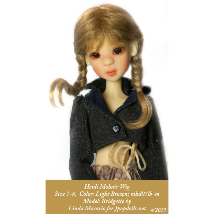 Heidi 100% Mohair Wig Global Dolls for Modern Antique Doll Honey Blonde Size 7-8
